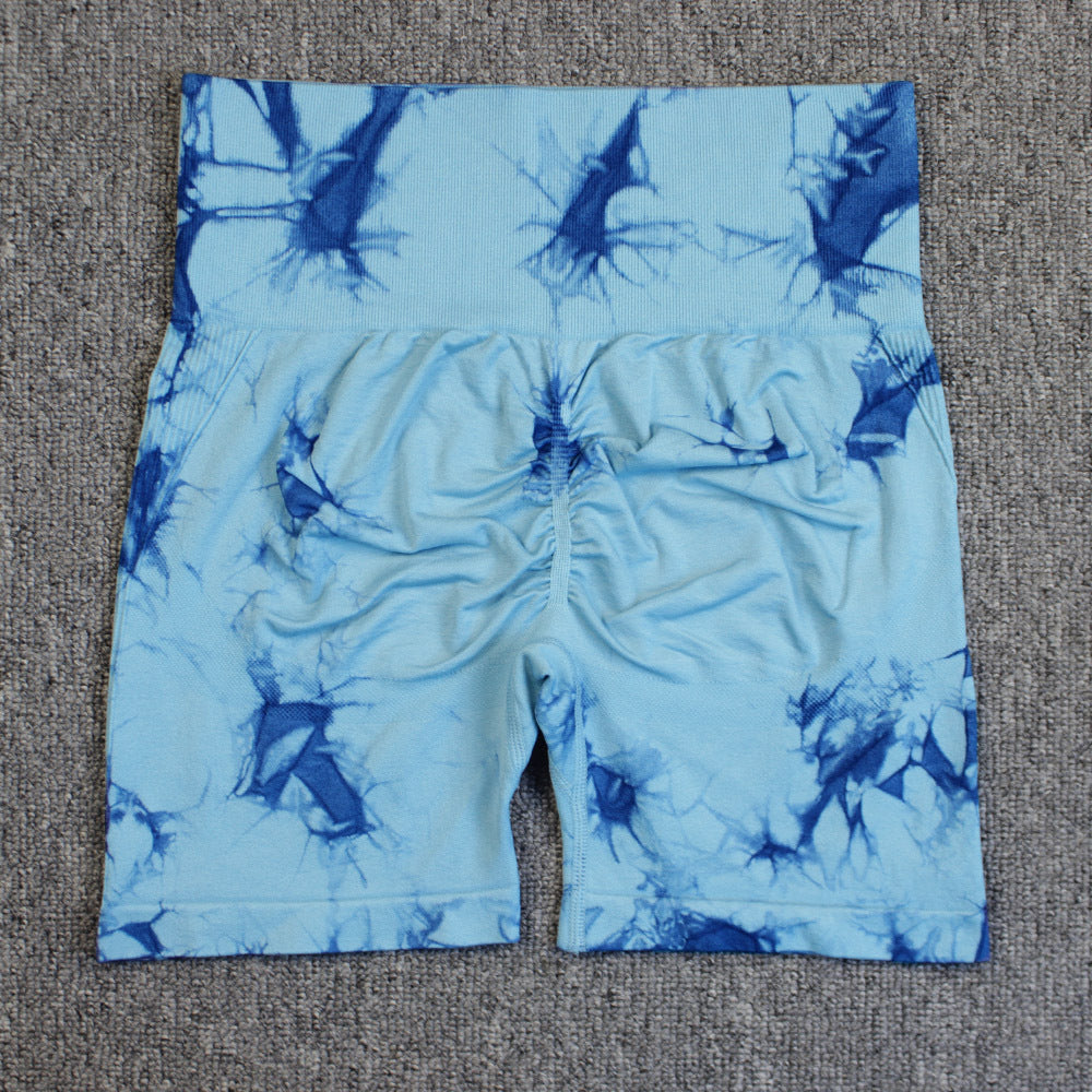 Tie-Dye Quick-Dry Yoga Shorts – High-Waisted Hip-Lifting Fitness Leggings