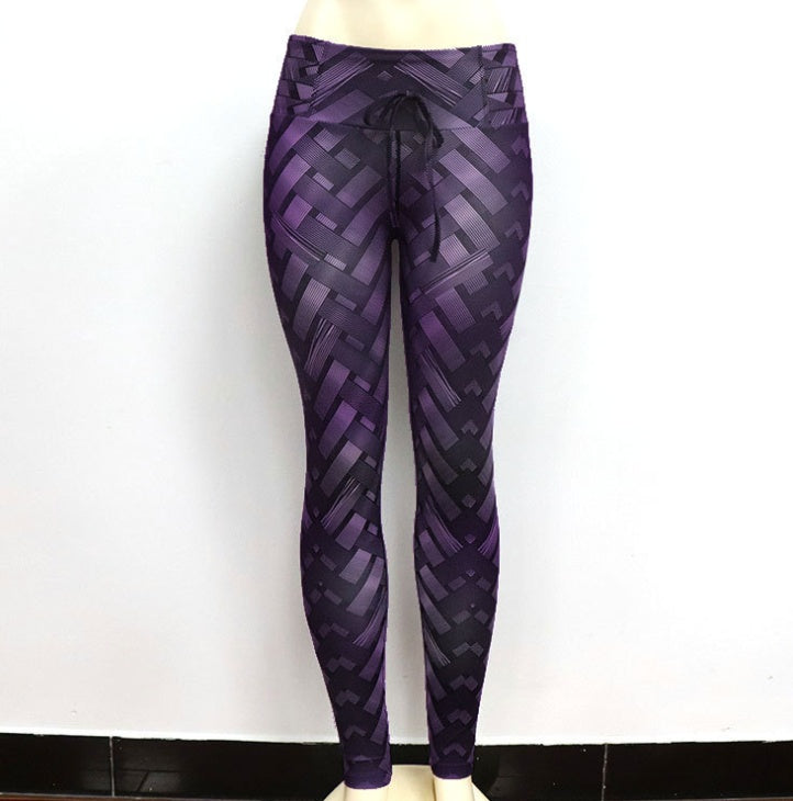 High Waist Iron Weave Print Push Up Yoga Workout Leggings