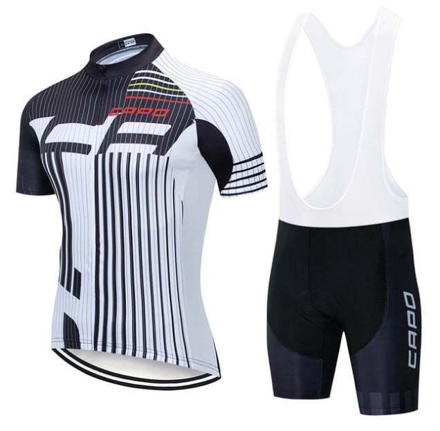 Men's Cycling Jersey Short Sleeve Set with Bibs and Shorts