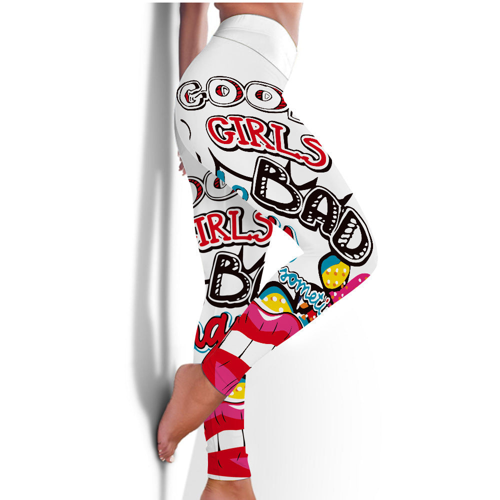 SWEAT-ABSORBENT DIGITAL PRINTING LEGGINGS HIGH WAIST SLIM YOGA PANTS