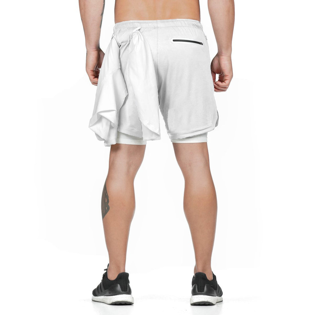 2 In 1 Double-deck Quick Dry Running Shorts Men Sports Short Pants