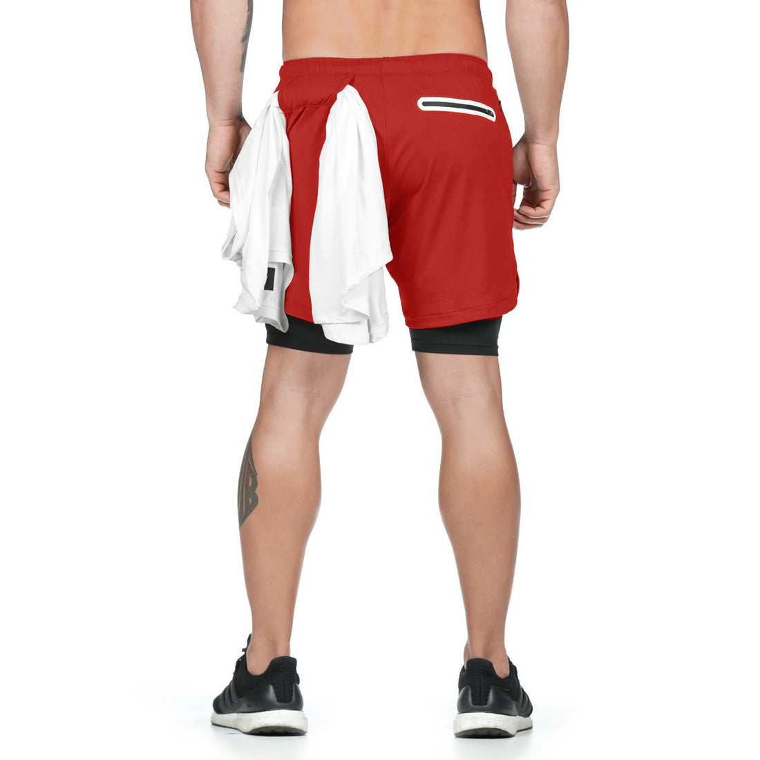 2 In 1 Double-deck Quick Dry Running Shorts Men Sports Short Pants