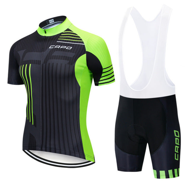 Men's Cycling Jersey Short Sleeve Set with Bibs and Shorts