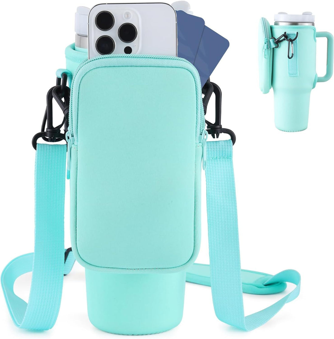 Water Bottle Carrier Bag, Compatible with 40oz Tumbler, Adjustable Strap for Walking, Hiking, Traveling, Sports