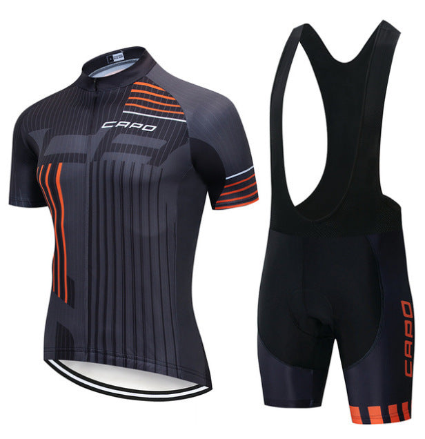 Men's Cycling Jersey Short Sleeve Set with Bibs and Shorts