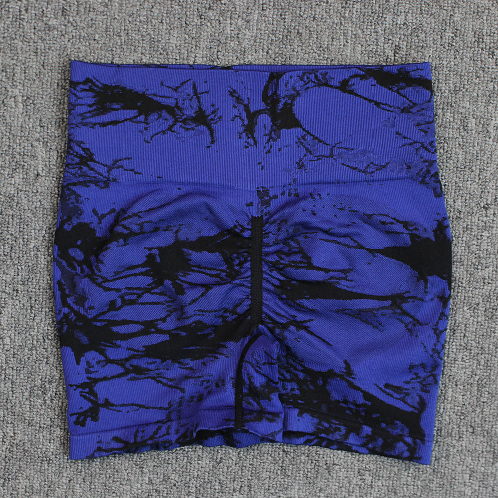 Tie-Dye Quick-Dry Yoga Shorts – High-Waisted Hip-Lifting Fitness Leggings